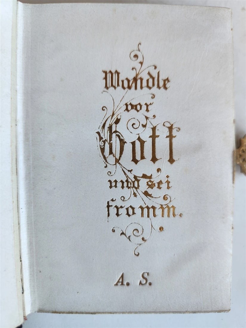 1902 GERMAN HYMNAL SONG BOOK VELVET BINDING w/ BRASS EDGES & CROSS antique - 6