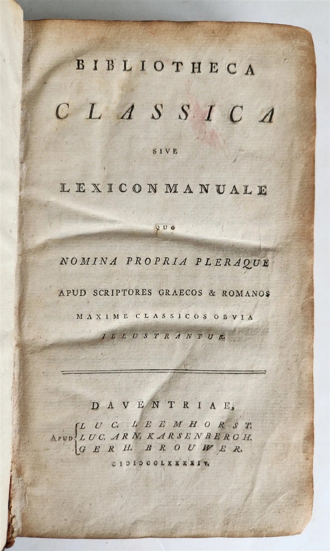 1794 Bibliotheca classica sive Lexicon manuale antique ARMORIAL BINDING - 3