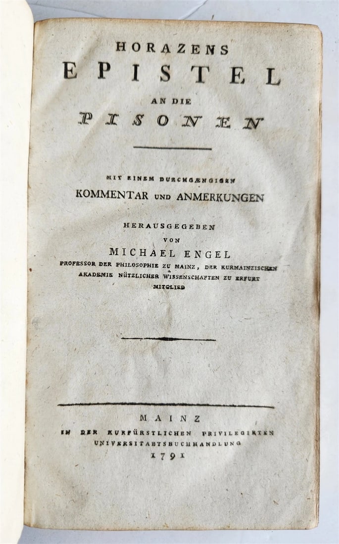 1791 HORACE Epistle to the Pisones in GERMAN antique ARMORIAL BINDING - 4
