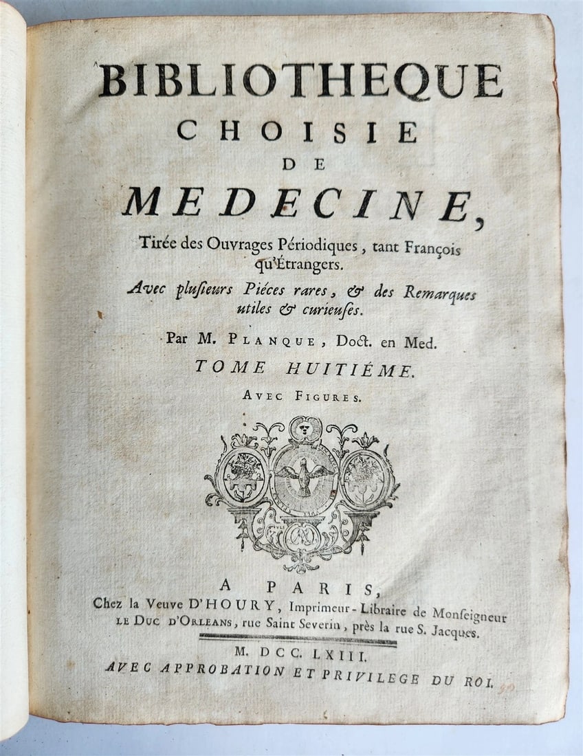 1763 MEDICAL TREATISE ILLUSTRATED ANATOMY by Francois PLANQUE antique V. 8 - 2