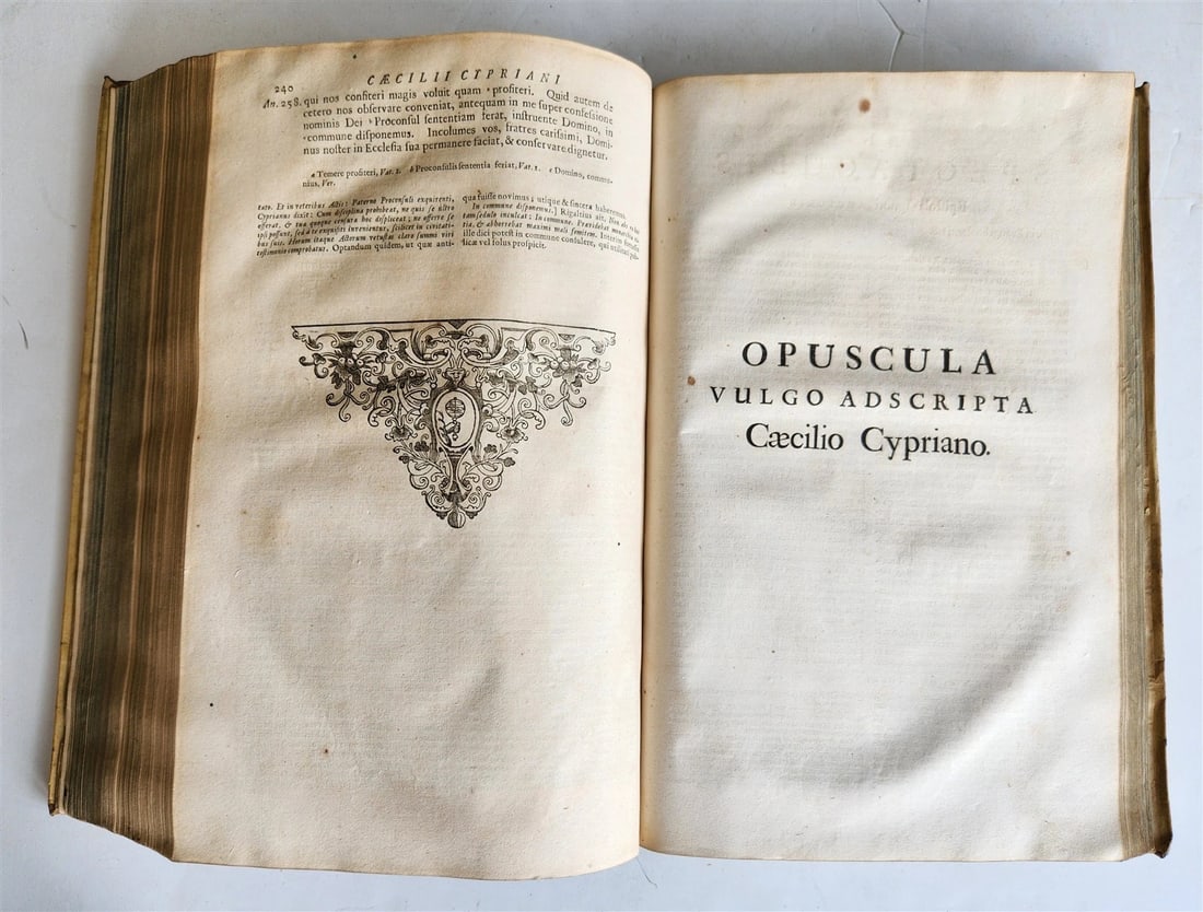 1682 WORKS of ST. CYPRIAN antique 17th CENTURY VELLUM BOUND FOLIO - 12
