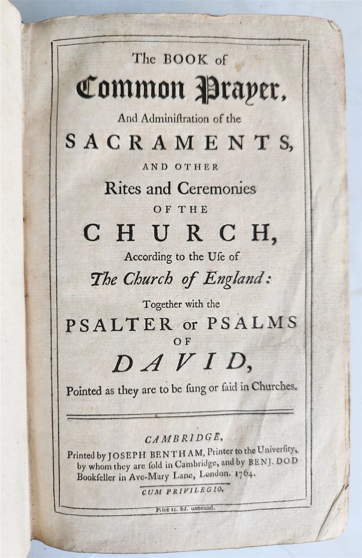 1764 BOOK OF COMMON PRAYER in ENGLISH antique - 2