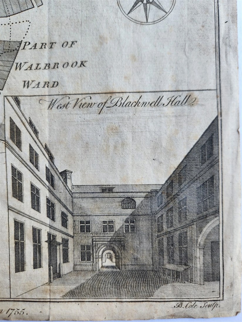 1755 MAP of LONDON antique CHEAP WARD - 3