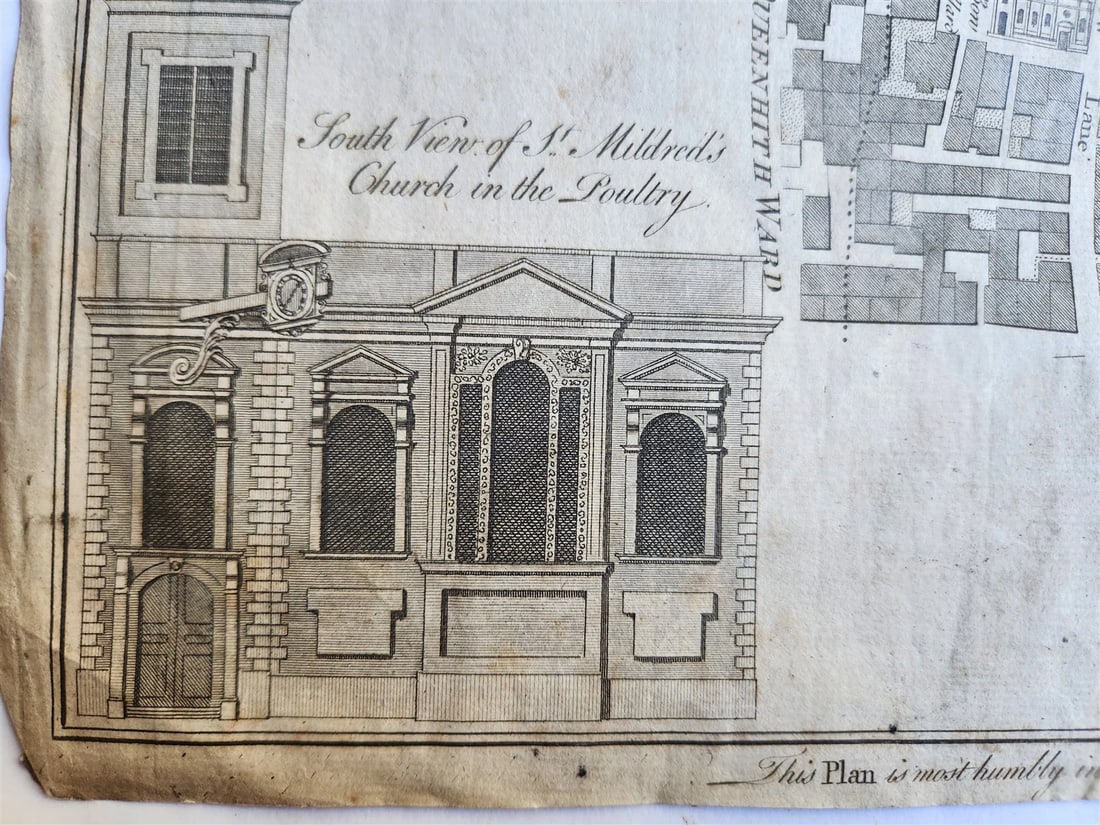 1755 MAP of LONDON antique CHEAP WARD - 5