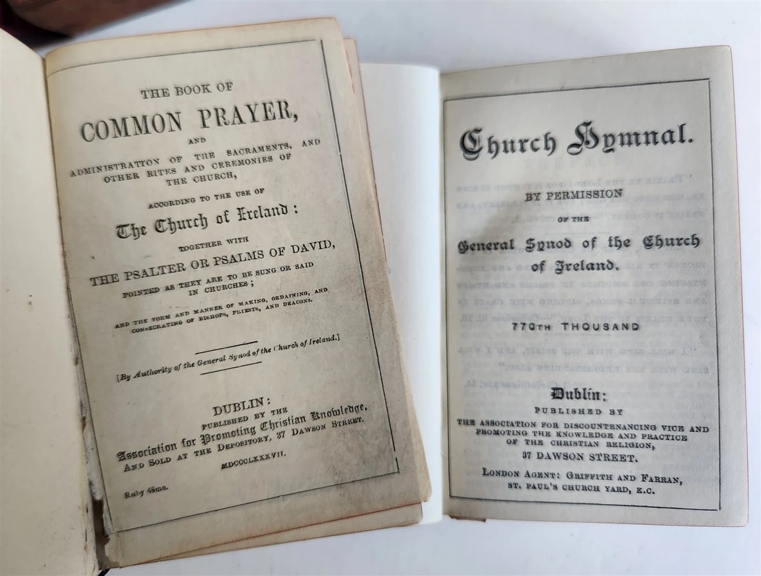 1887 COMMON PRAYER BOOK & CHURCH HYMNAL w/ LEATHER BOX antique DUBLIN IRELAND - 4
