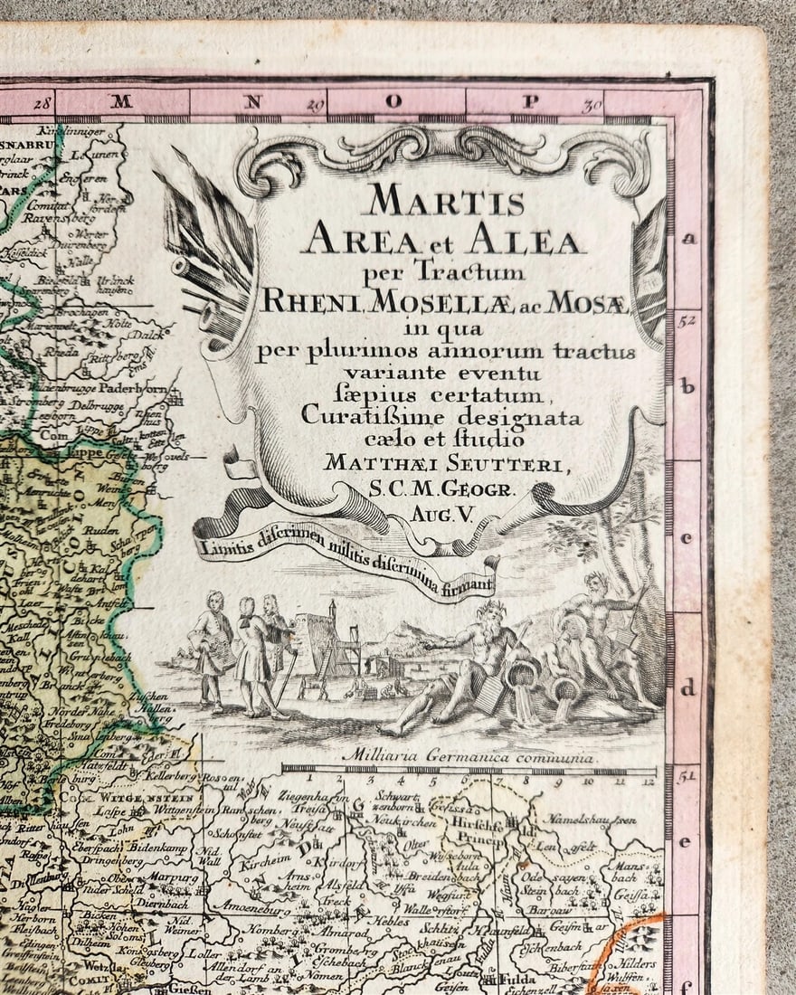 1740s GERMANY & FRANCE antique MAP MARTIS AREA et ALEA RHENI MOSSELAE ac MOSAE - 3