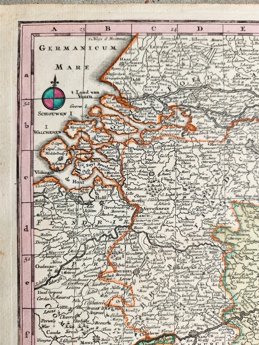 1740s GERMANY & FRANCE antique MAP MARTIS AREA et ALEA RHENI MOSSELAE ac MOSAE - 5