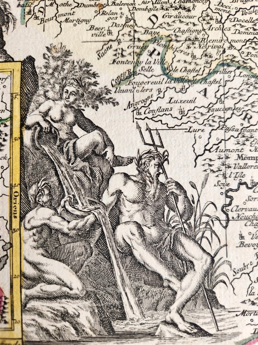 1740s GERMANY & FRANCE antique MAP MARTIS AREA et ALEA RHENI MOSSELAE ac MOSAE - 6