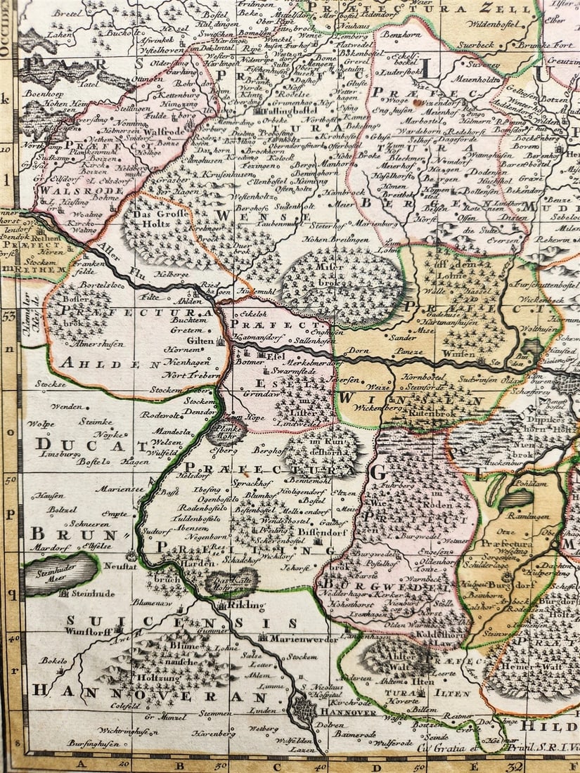 1741 GERMANY LOWER SAXONY antique MAP Ducatus Luneburgicus by Matthaus Seutter - 3