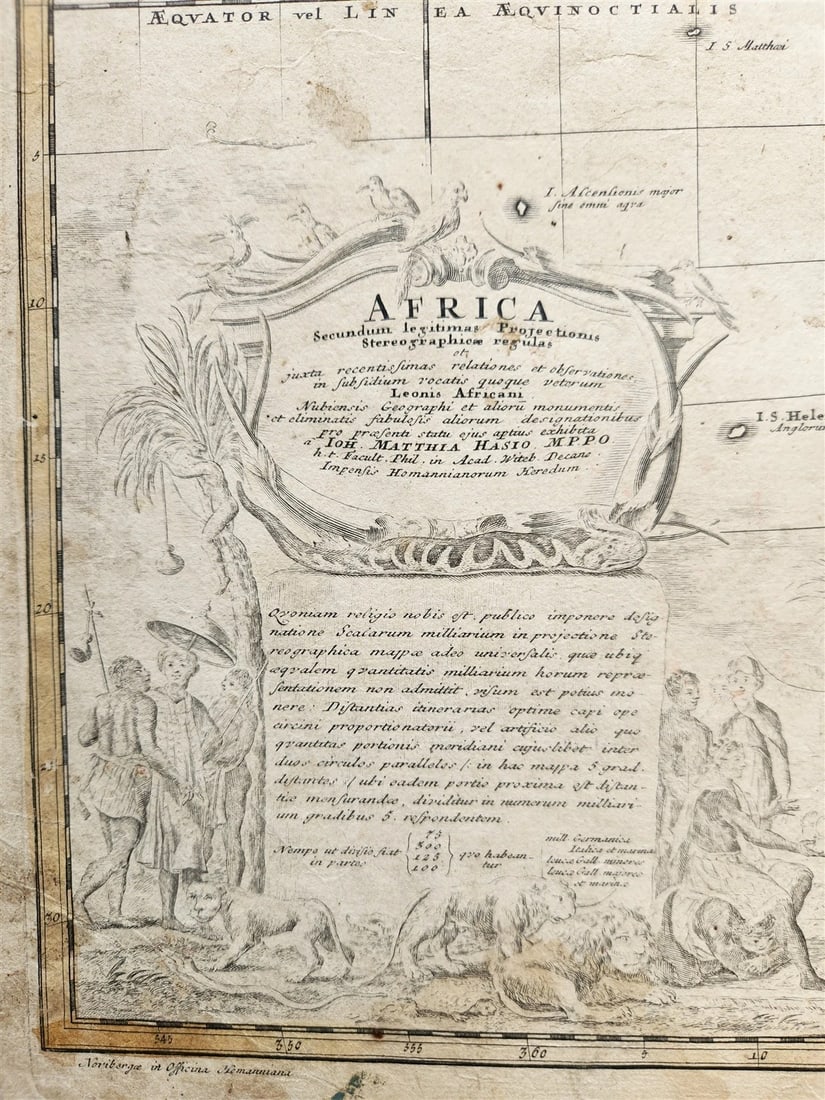 1737 AFRICA antique MAP by Leonis Africani - Matthia Hasso - 2