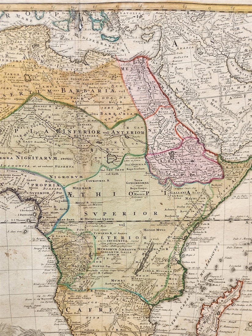 1737 AFRICA antique MAP by Leonis Africani - Matthia Hasso - 4