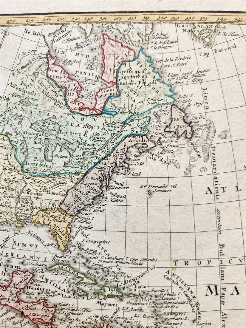 1746 AMERICA antique MAP by JOHANN HOMANN rare - 5