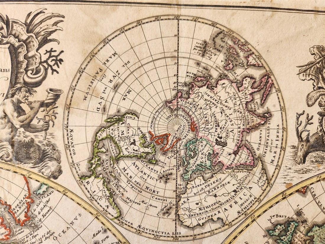 1746 WORLD MAP antique PLANIGLOBII TERRESTRIS MAPPE MONDE by HEIRS of HOMANN - 4