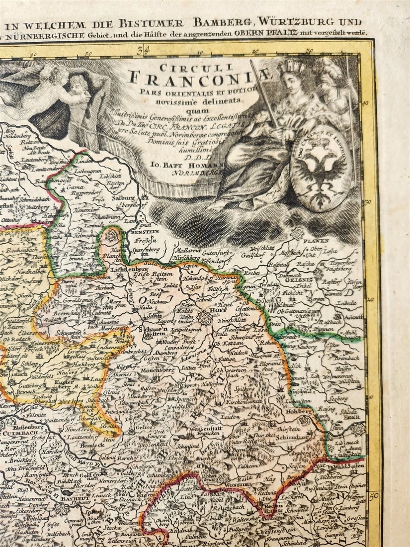 1730s FRANCONIA GERMANY antique MAP Bamberg by JOHANN HOMANN - 2