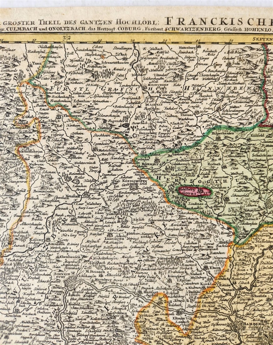 1730s FRANCONIA GERMANY antique MAP Bamberg by JOHANN HOMANN - 3
