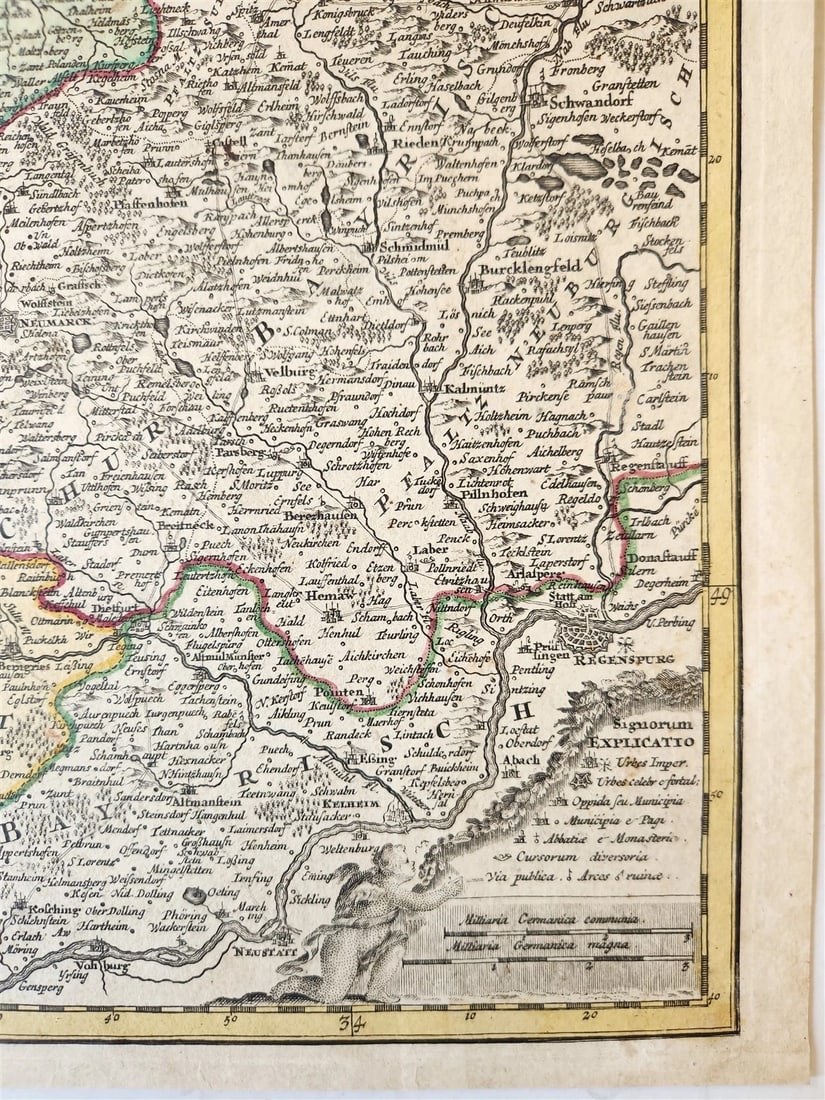 1730s FRANCONIA GERMANY antique MAP Bamberg by JOHANN HOMANN - 4