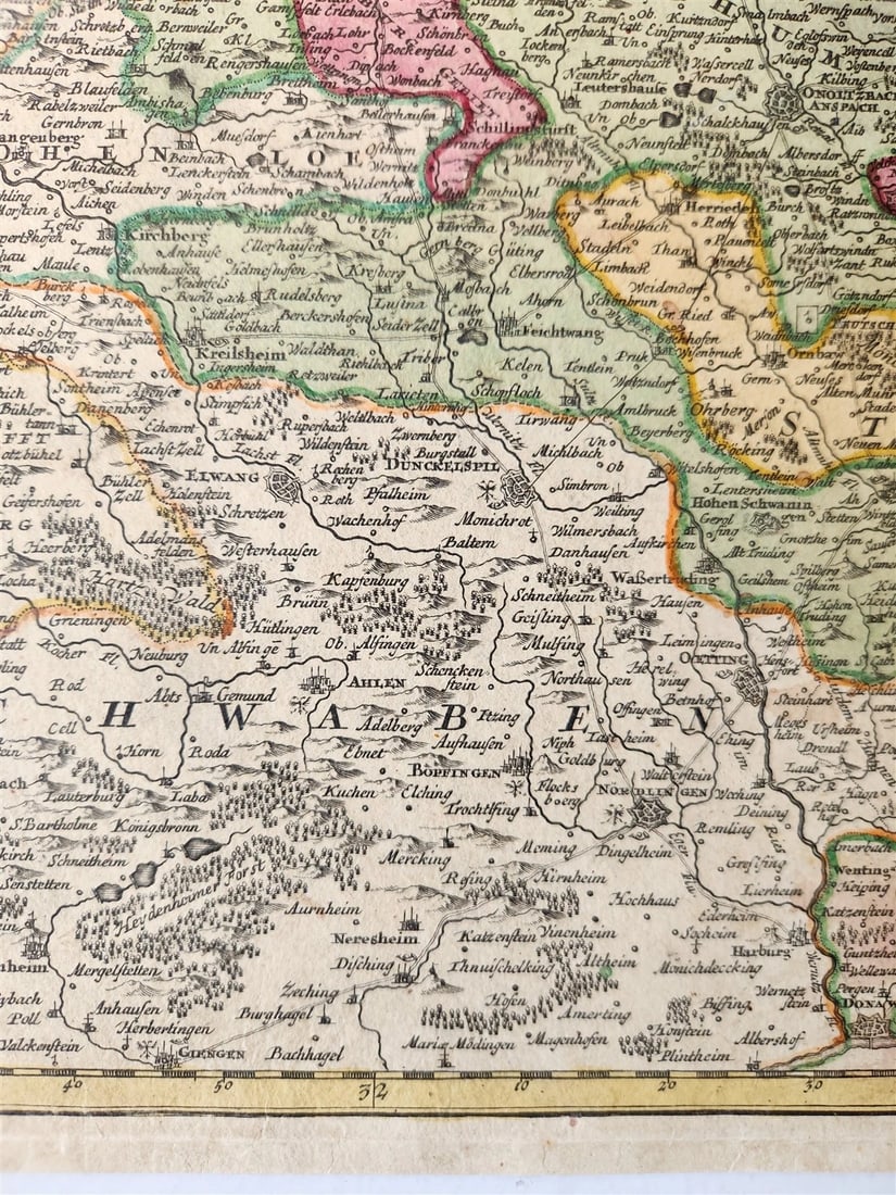 1730s FRANCONIA GERMANY antique MAP Bamberg by JOHANN HOMANN - 5