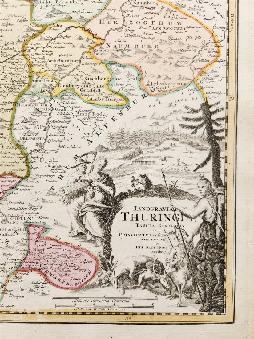 1720s THURINGIA GERMANY antique MAP by JOHANN HOMANN - 2