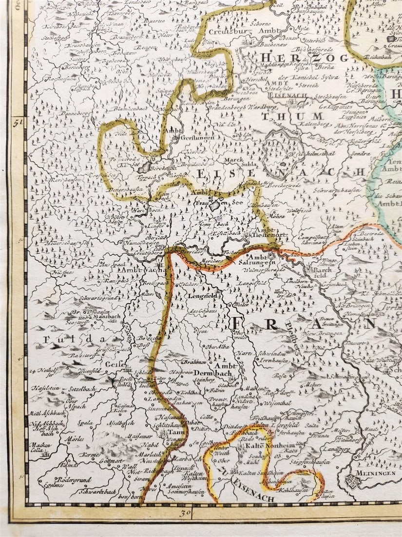 1720s THURINGIA GERMANY antique MAP by JOHANN HOMANN - 3