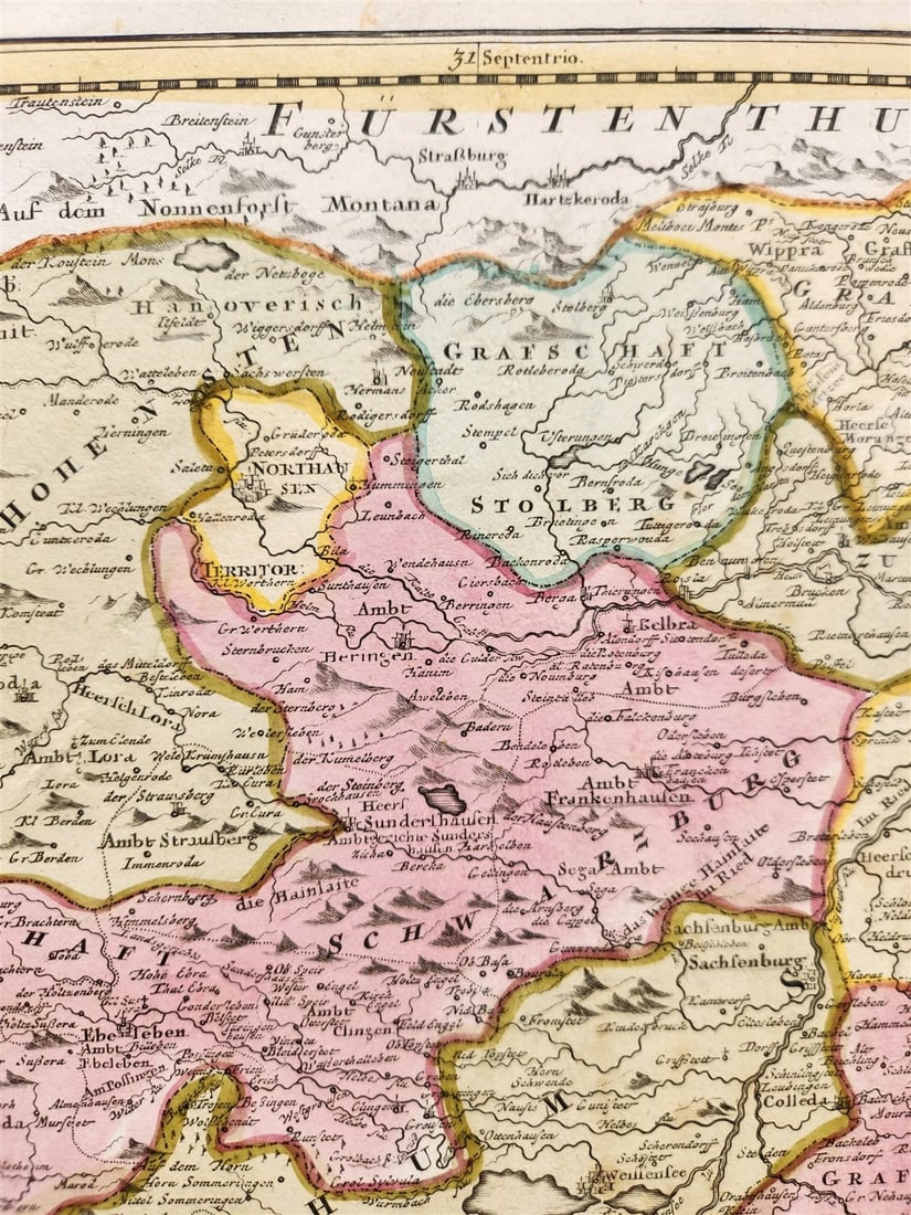 1720s THURINGIA GERMANY antique MAP by JOHANN HOMANN - 4