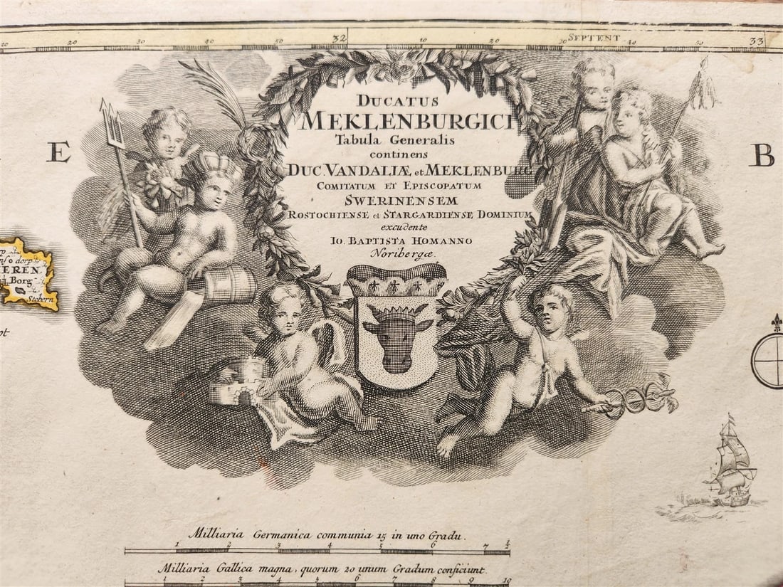 1712 GERMANY antique MAP DUCATUS MEKLENBURGICI by JOHANN HOMANN - 2