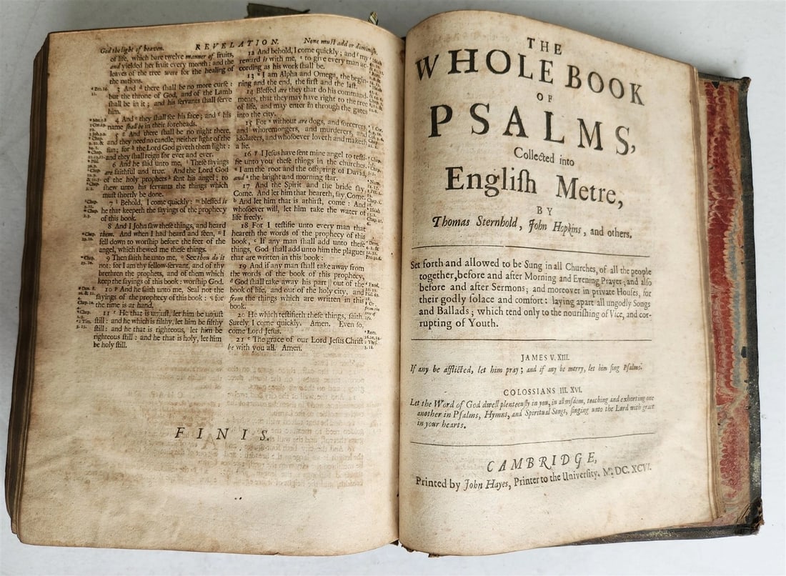 1697 BIBLE in ENGLISH antique OLD & NEW TESTAMENT by the University Printers - 13