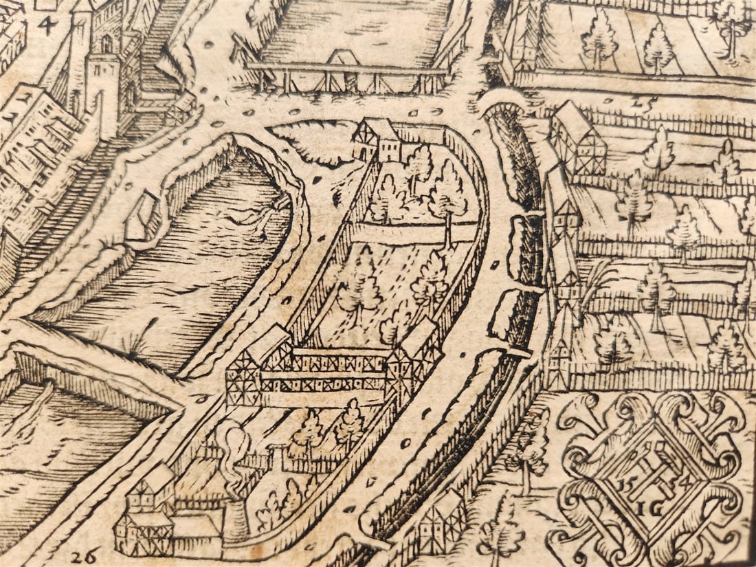 1572 MAP of FREYBERG GERMANY from SEBASTIAN MUNSTER'S COSMOGRAPHY antique - 2