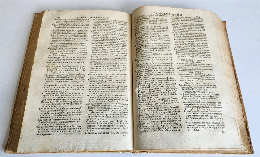 1720s LAW BOOK INDEX GENERALIS CONCLUSIONUM antique VELLUM BOUND FOLIO Vol.1 - 6