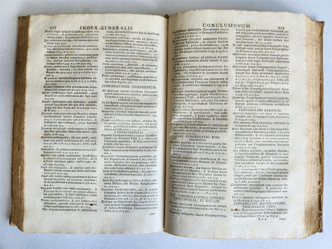 1720s LAW BOOK INDEX GENERALIS CONCLUSIONUM antique VELLUM BOUND FOLIO Vol.1 - 8