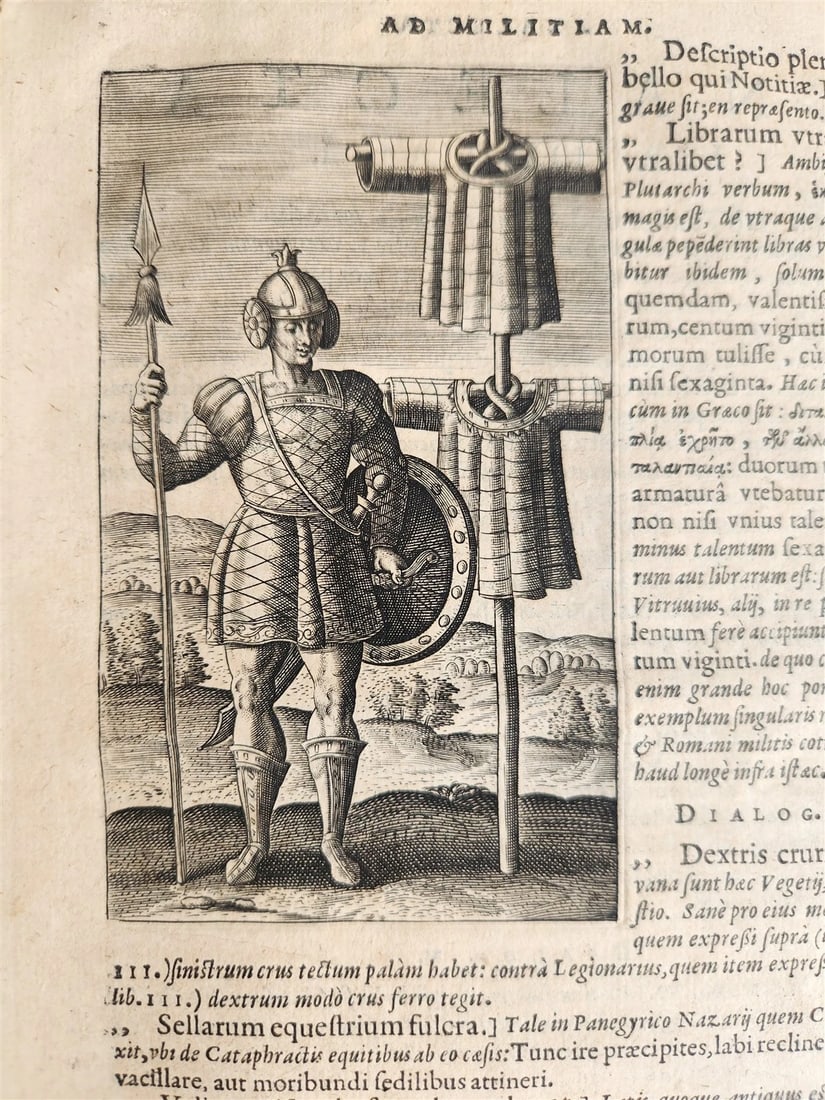 1602 DE MILITIA ROMANA by LIPSIUS antique ILLUSTRATED WARFARE Plantiniana vellum - 4