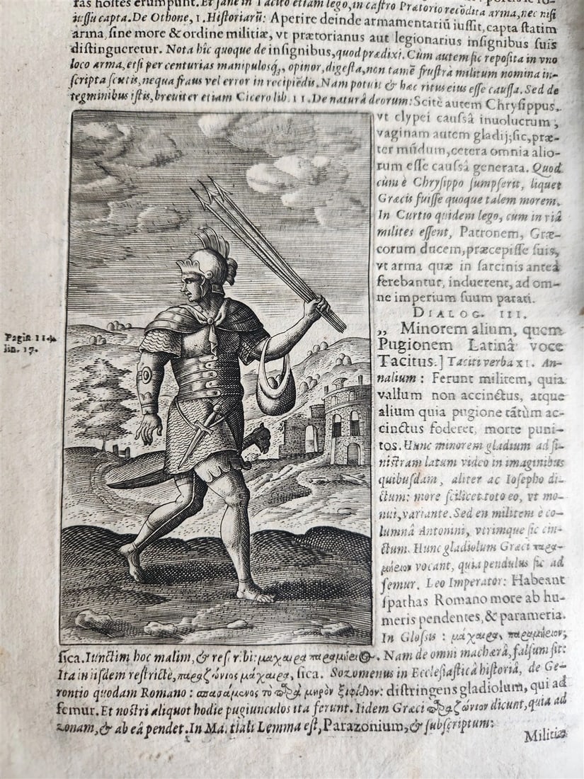1602 DE MILITIA ROMANA by LIPSIUS antique ILLUSTRATED WARFARE Plantiniana vellum - 6