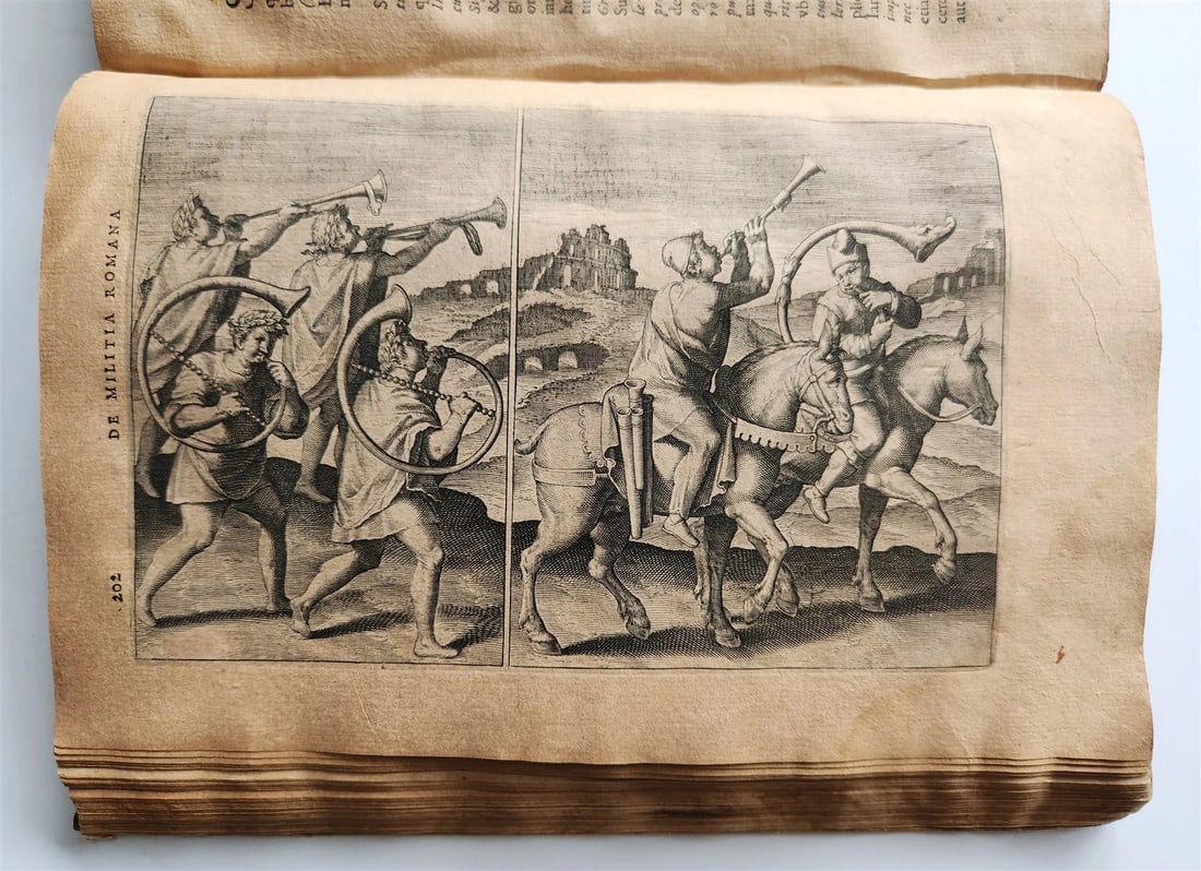 1602 DE MILITIA ROMANA by LIPSIUS antique ILLUSTRATED WARFARE Plantiniana vellum - 7