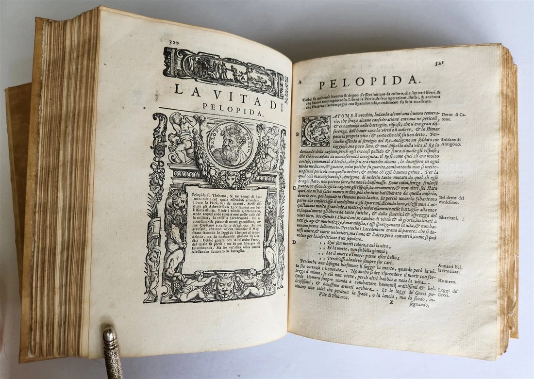 1582 PLUTARCH LIVES of ILLUSTRIOUS GREEK & ROMANS 2 VOLUMES antique ILLUSTRATED - 6