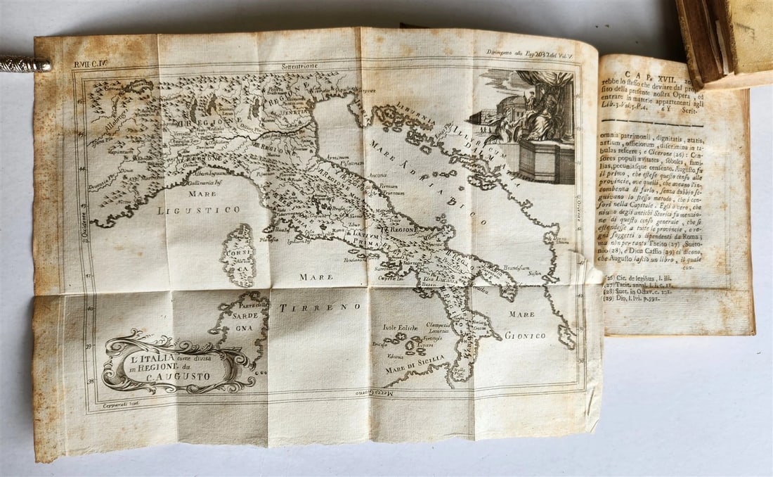 1741 UNIVERSAL HISTORY 7 VOLUMES antique ILLUSTRATED w/ MAPS in ITALIAN vellum - 11