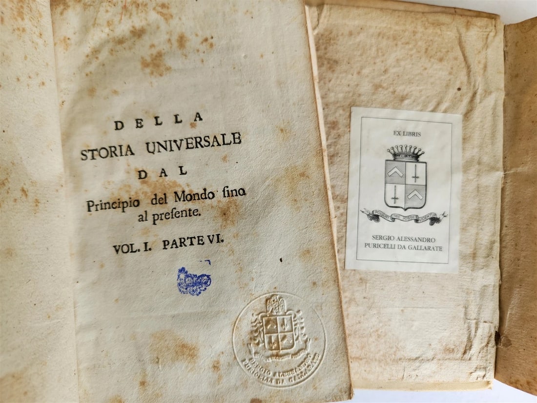 1741 UNIVERSAL HISTORY 7 VOLUMES antique ILLUSTRATED w/ MAPS in ITALIAN vellum - 20