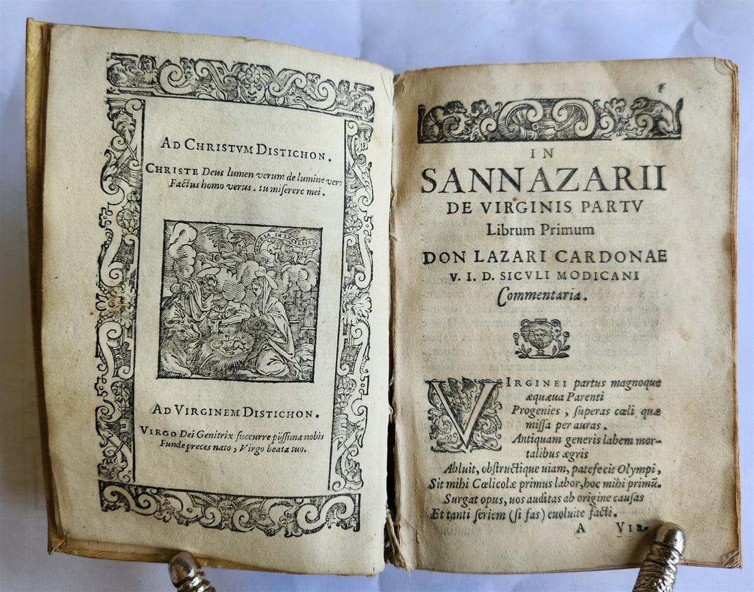 1584 Sannazaro's DE PARTU VIRGINIS POEM Commentary by Lazaro Cardona ANTIQUE - 2