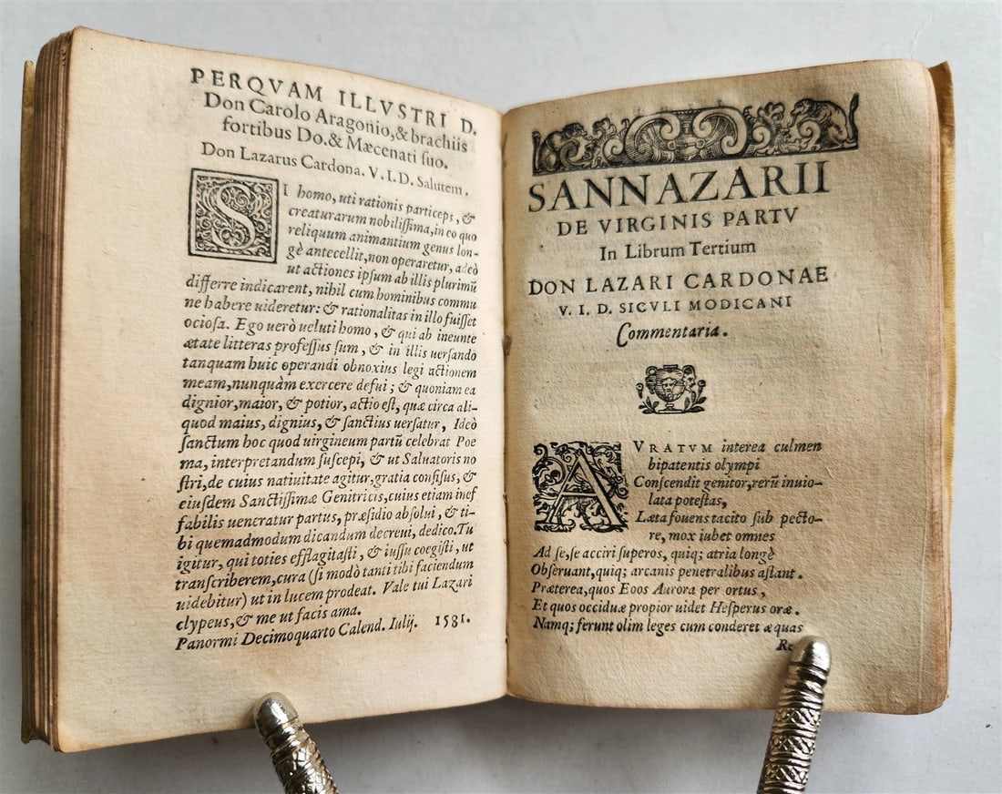 1584 Sannazaro's DE PARTU VIRGINIS POEM Commentary by Lazaro Cardona ANTIQUE - 5