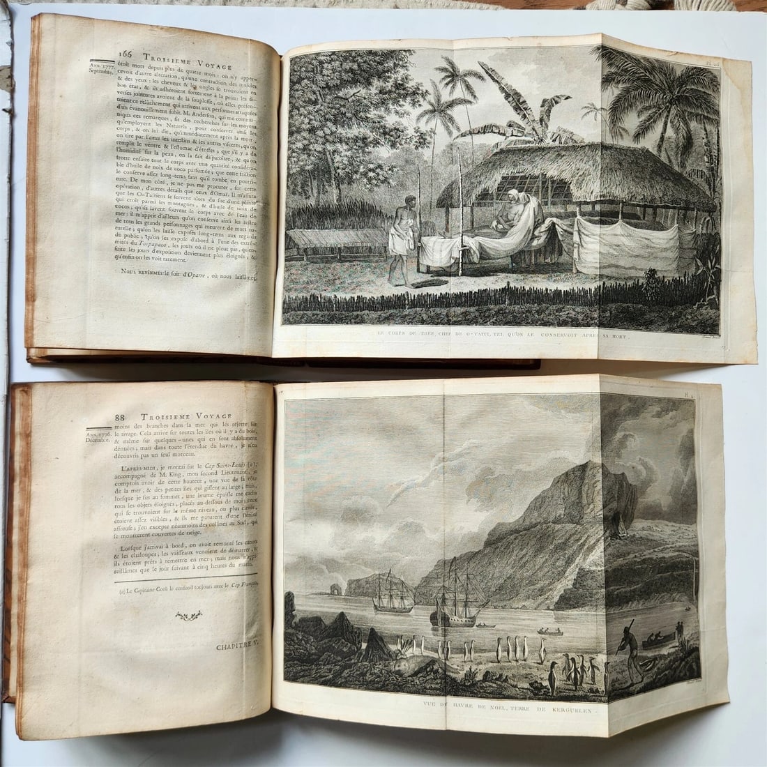 1785 VOYAGE of CAPTAIN COOK 4 vols ILLUSTRATED w/88 PLATES antique FRENCH 4to ED - 3