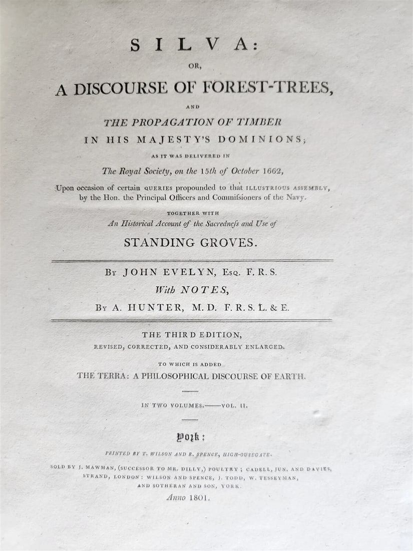 1801 SILVA: DISCOURSE OF FOREST TREES 2 VOLUMES ILLUSTRATED antique in ENGLISH - 2
