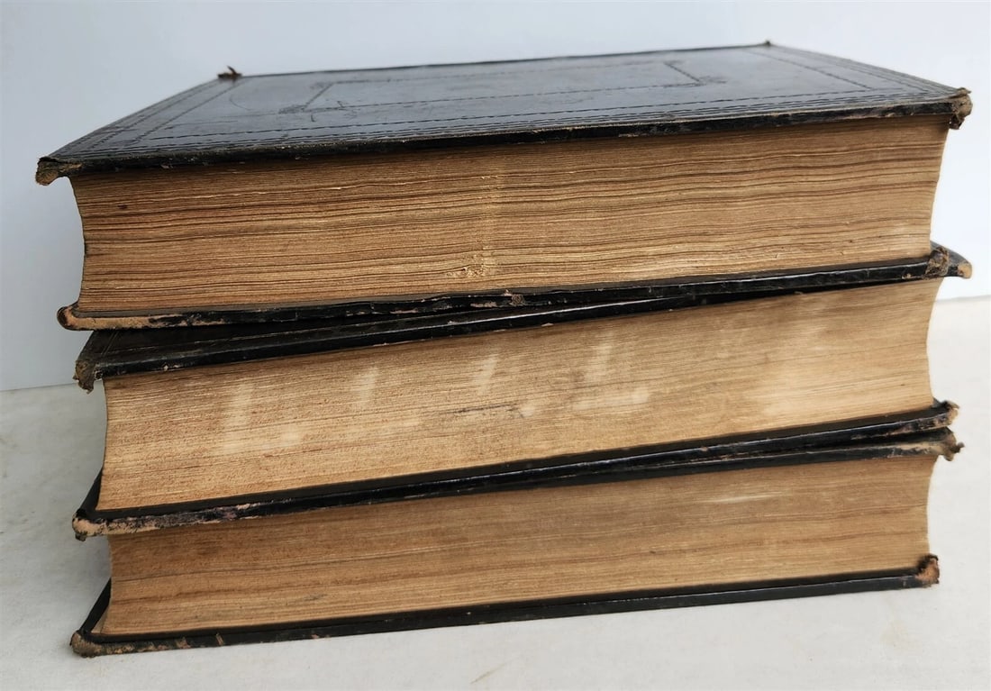 1850 BIBLE in ENGLISH FULLY ILLUSTRATED 3 VOLUMES antique by Rev. Matthew Henry - 3