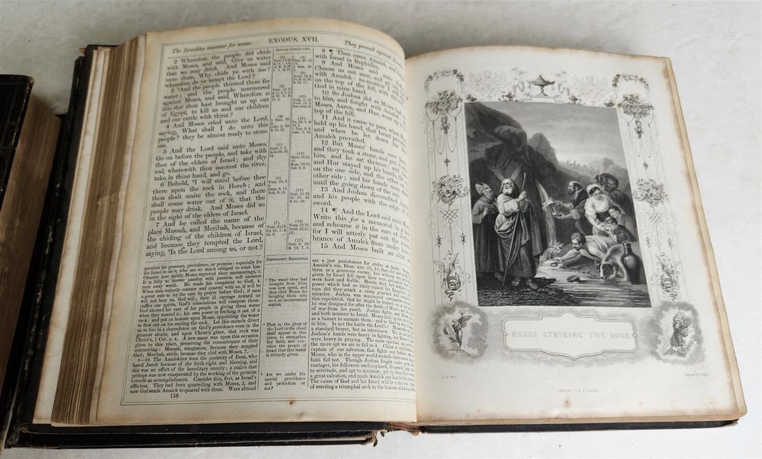 1850 BIBLE in ENGLISH FULLY ILLUSTRATED 3 VOLUMES antique by Rev. Matthew Henry - 4
