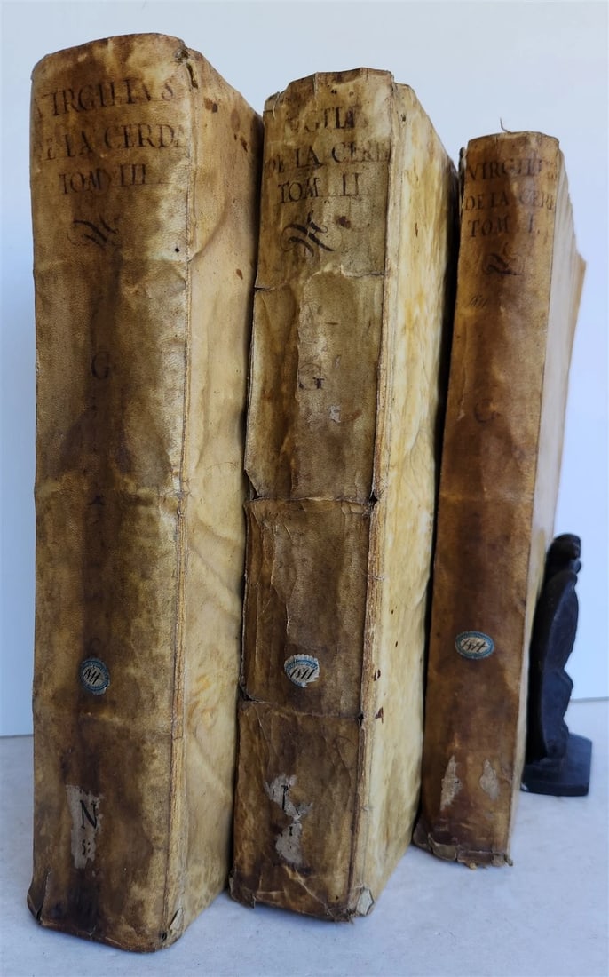 1612-1619 VIRGIL 3 VELLUM BOUND FOLIO VOLUMES antique 17th C. Bucolica &Georgica - 2