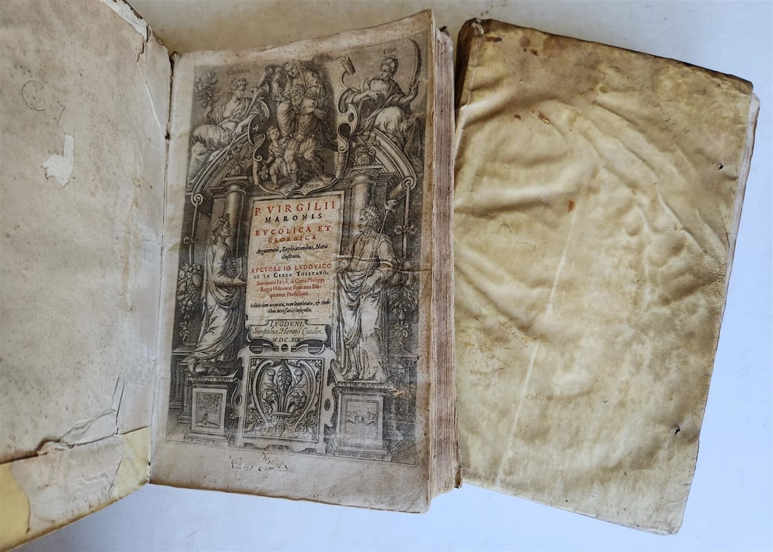 1612-1619 VIRGIL 3 VELLUM BOUND FOLIO VOLUMES antique 17th C. Bucolica &Georgica - 7