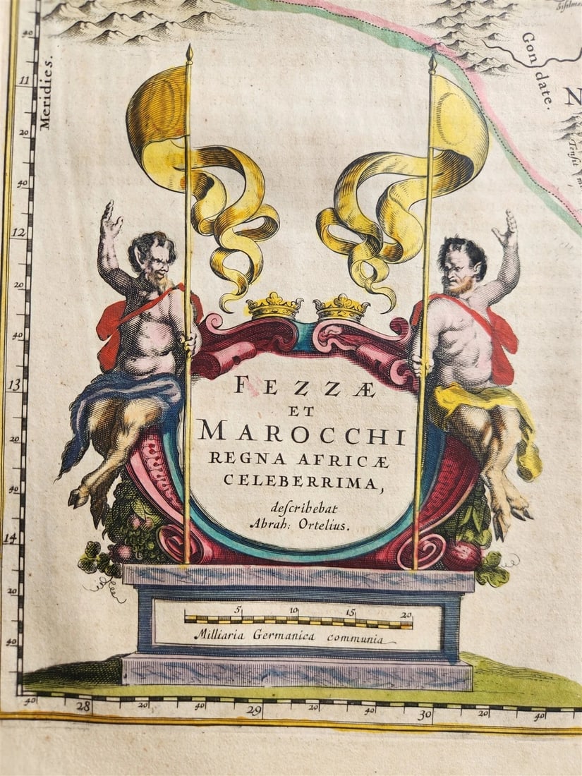 1640 MAP of MOROCCO NORTH AFRICA by WILLEM BLAEU antique AUTHENTIC hand colored - 2