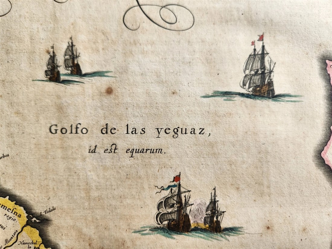 1640 MAP of MOROCCO NORTH AFRICA by WILLEM BLAEU antique AUTHENTIC hand colored - 3