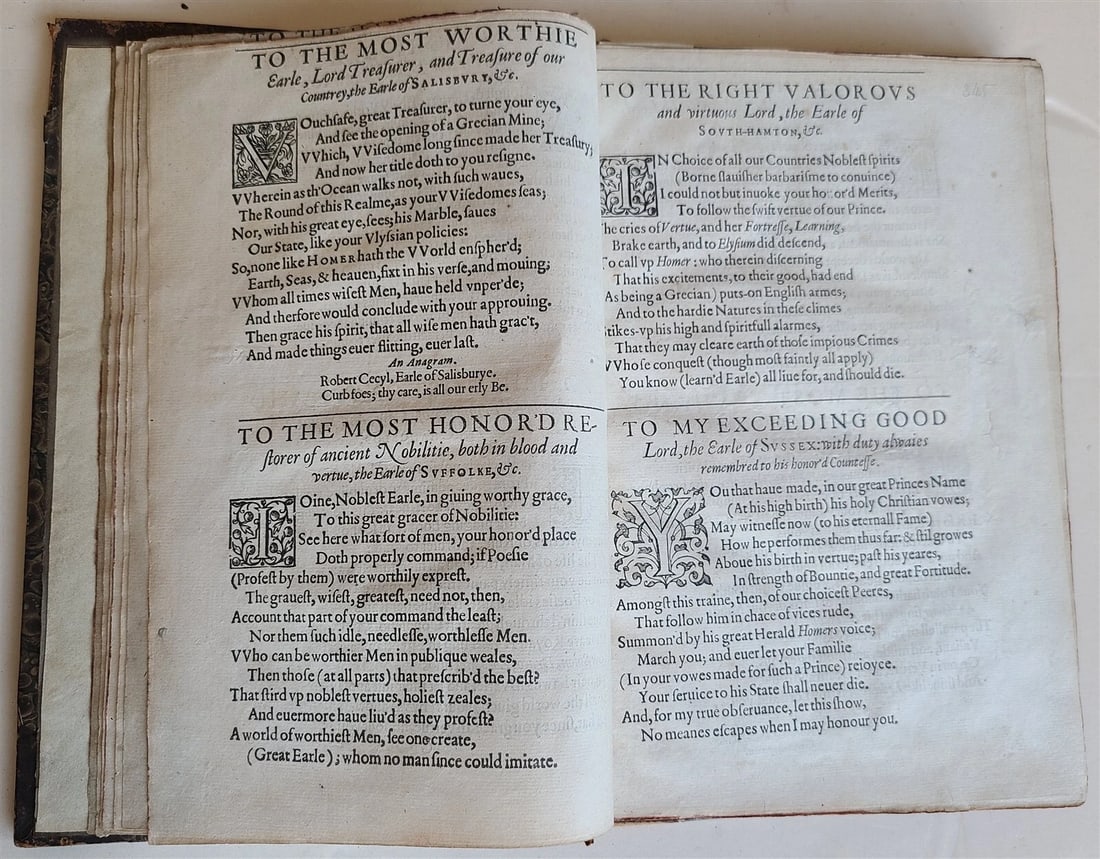 1611 ILLIADS of HOMER by GEORGE CHAPMAN antique 1st ENGLISH EDITION SCARCE - 5