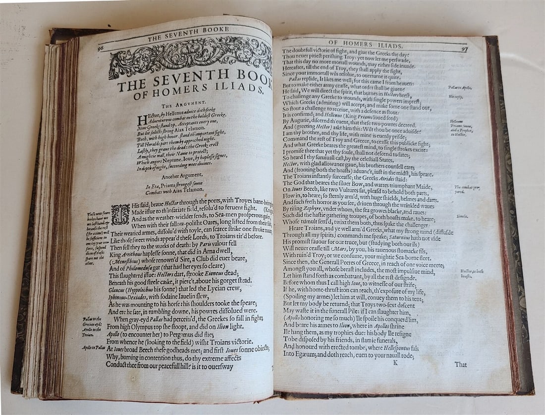 1611 ILLIADS of HOMER by GEORGE CHAPMAN antique 1st ENGLISH EDITION SCARCE - 6