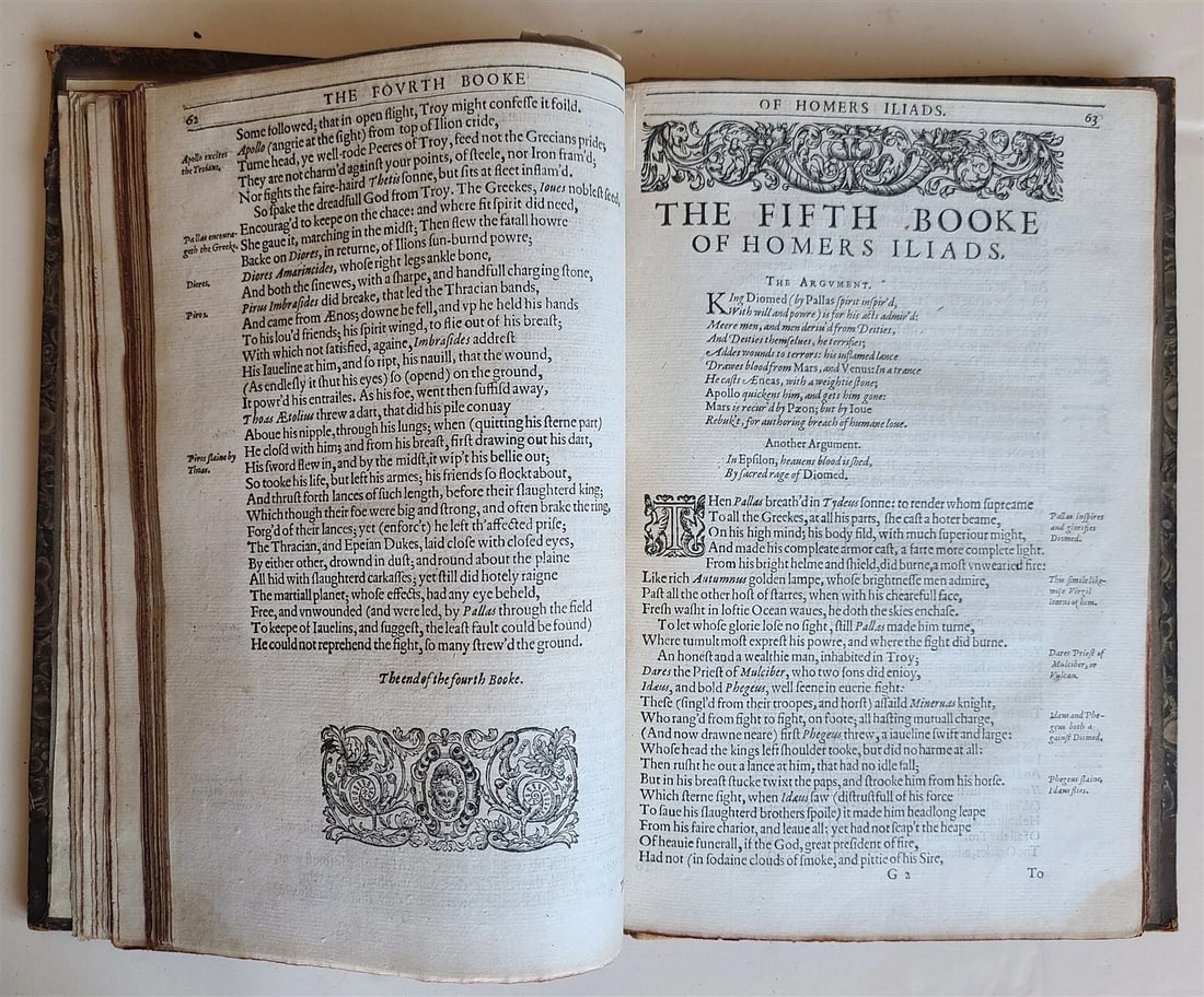 1611 ILLIADS of HOMER by GEORGE CHAPMAN antique 1st ENGLISH EDITION SCARCE - 8