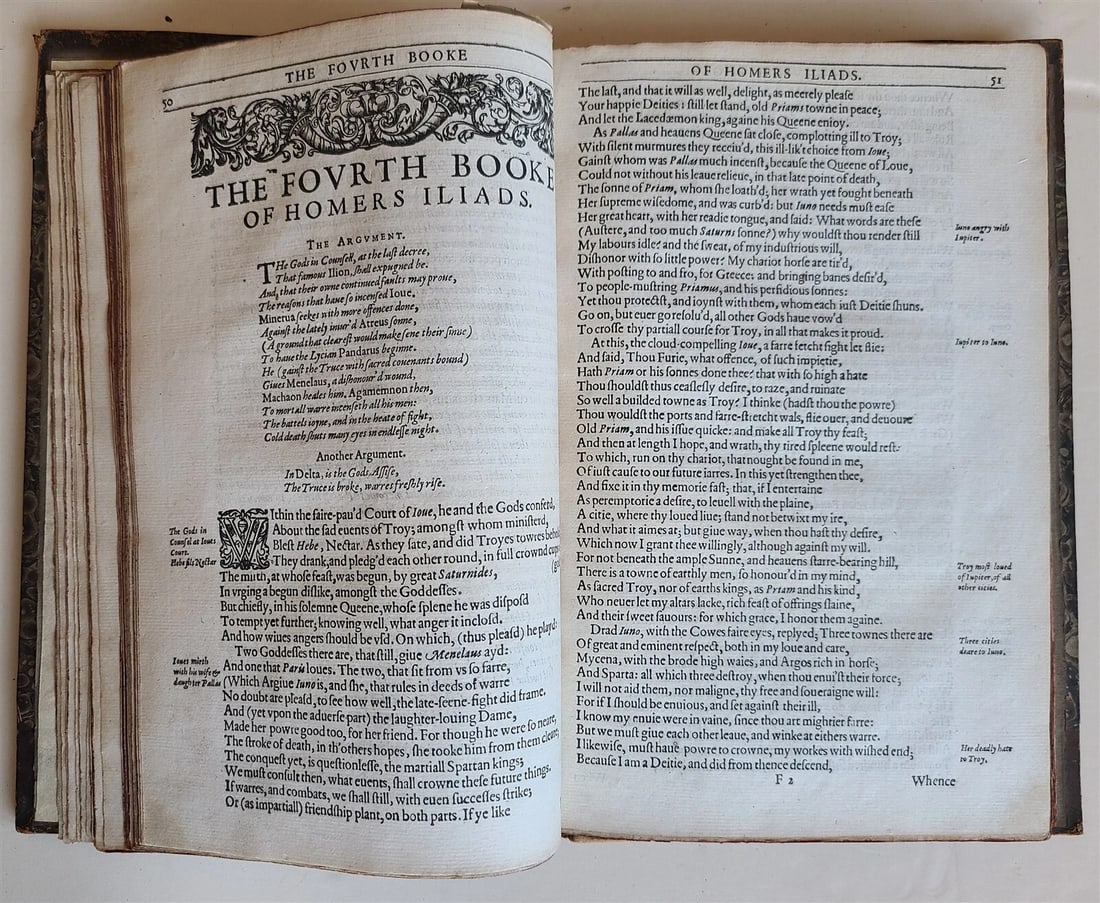 1611 ILLIADS of HOMER by GEORGE CHAPMAN antique 1st ENGLISH EDITION SCARCE - 9