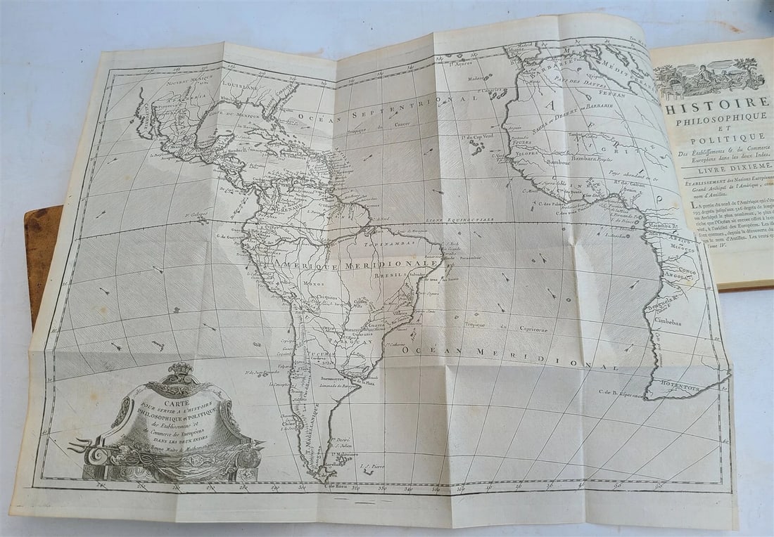 1775 HISTORY of EUROPEAN SETTLEMENTS & TRADE in INDIES 7 VOLUMES antique w/MAPS - 10